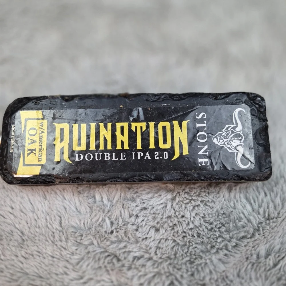 Stone Brewing Ruination‎ Double IPA 2.0 Tap Handle OS Faux Stone Black New